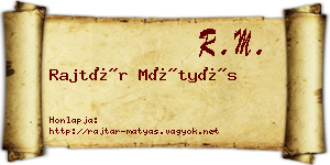 Rajtár Mátyás névjegykártya