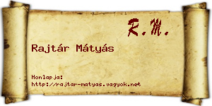 Rajtár Mátyás névjegykártya